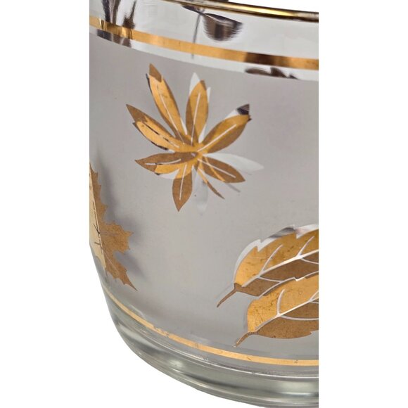 Libbey Golden Foliage 22K Gold Leaf Design Frosted Ice Bucket & Glasses - Picture 9 of 16